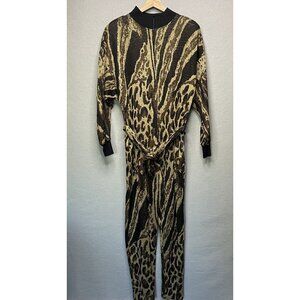 Vintage Leigh Karnitz For Periphery Animal Print Knit Jumpsuit S